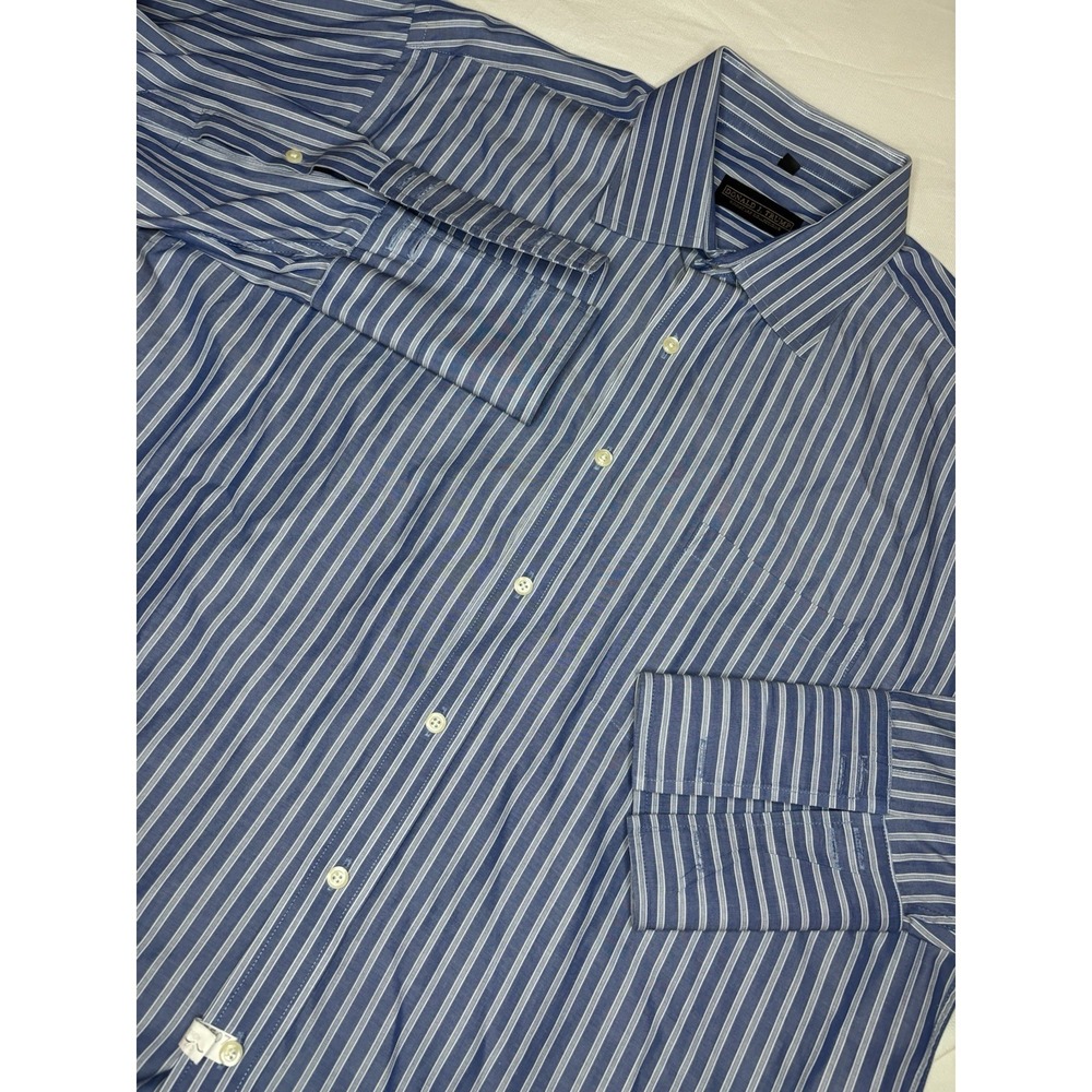 Donald J. Trump Signature Collection Button Up Shirt Men's 17 34x35 Blue Stripe